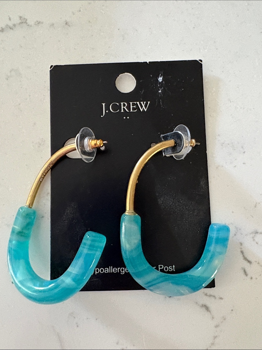 J. Crew Turquoise and Gold Hoop Earrings